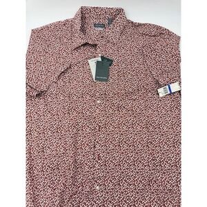 NWT Van Heusen XL Merlot Leaf Print Short Sleeve Button Down Regular Fit 24.5"